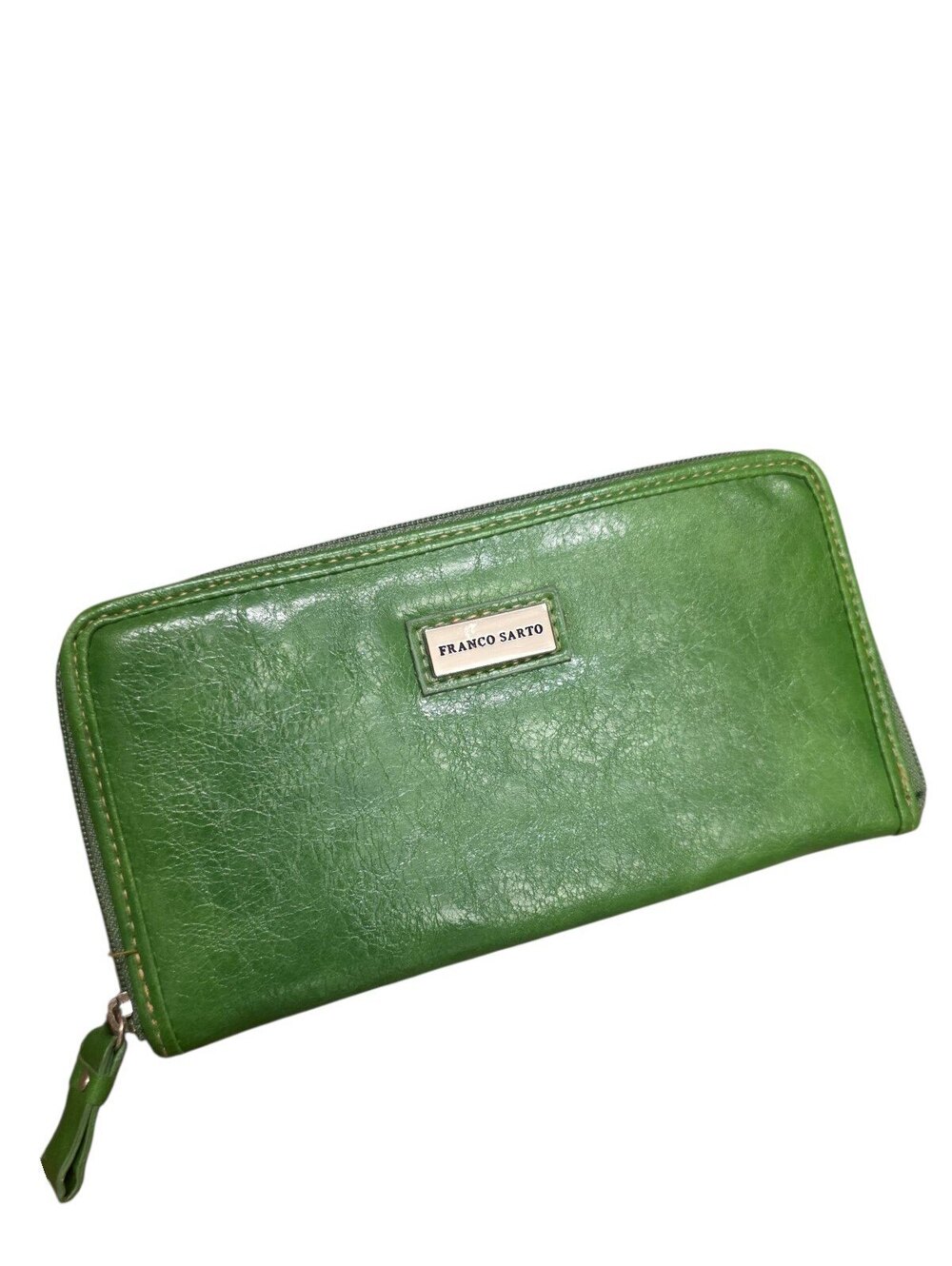 Franco Sarto Apple Green Zip Around Continental Wallet Organizer Retro